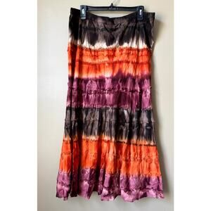 Vintage Boho Maxi Skirt M Tiered Fall Cottage Prairie Western Gypsy